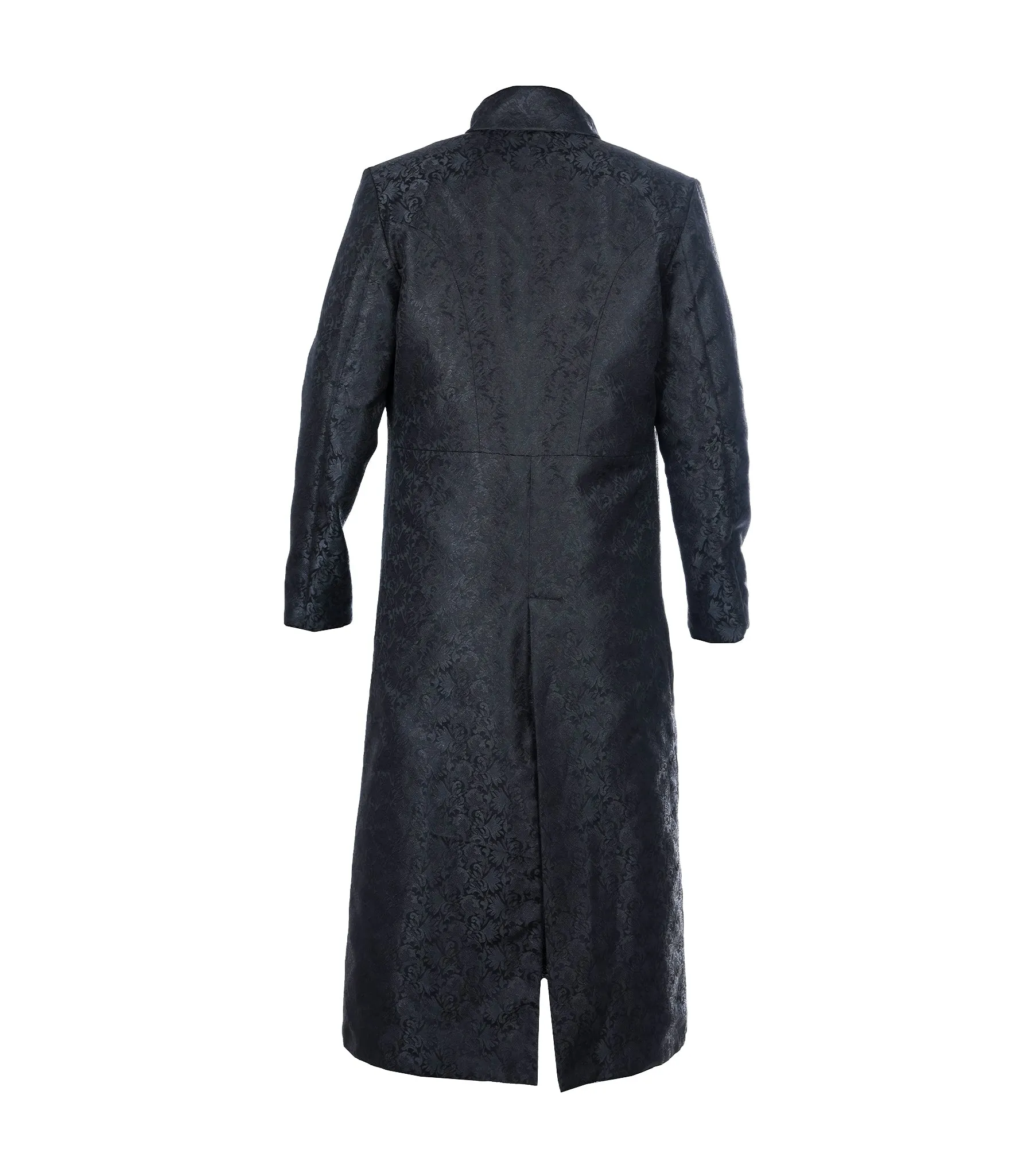 Black/Silver Brocade Mens Reversible Long Coat - Wholesale