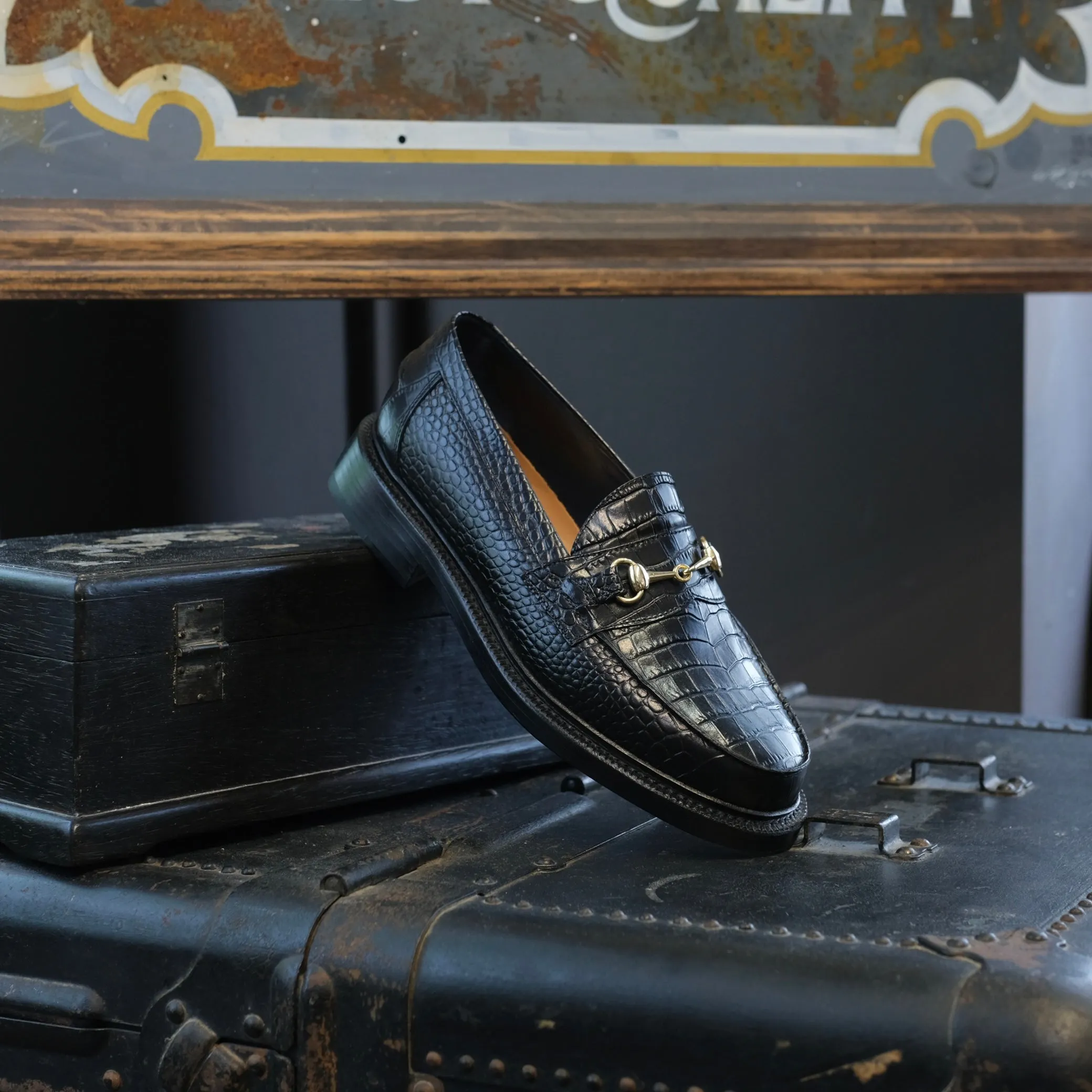 Blackstock & Weber Mason Horsebit Loafer (Onyx Croc)