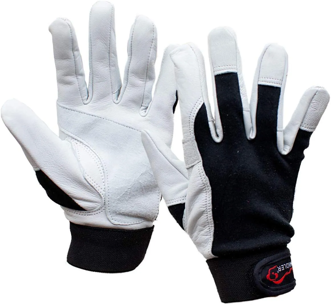 Black/White Reinforced Gloves, Secure Hook & Loop Closure - Bison Life