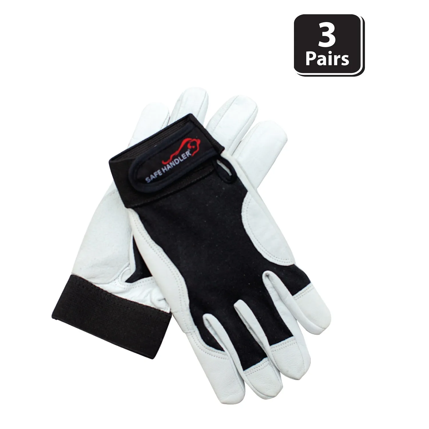 Black/White Reinforced Gloves, Secure Hook & Loop Closure - Bison Life