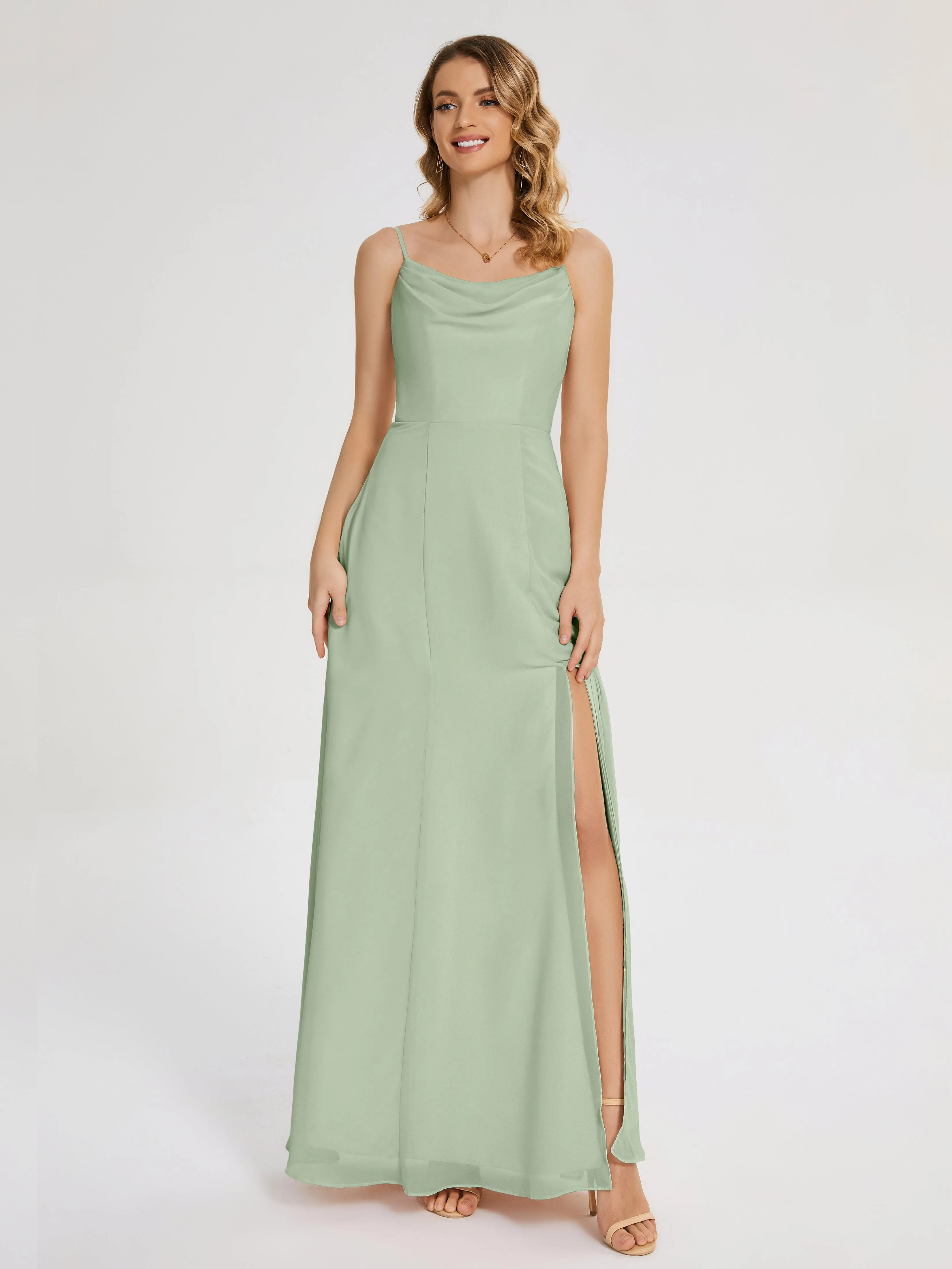 Blake Cowl Split Chiffon Bridesmaid Dresses