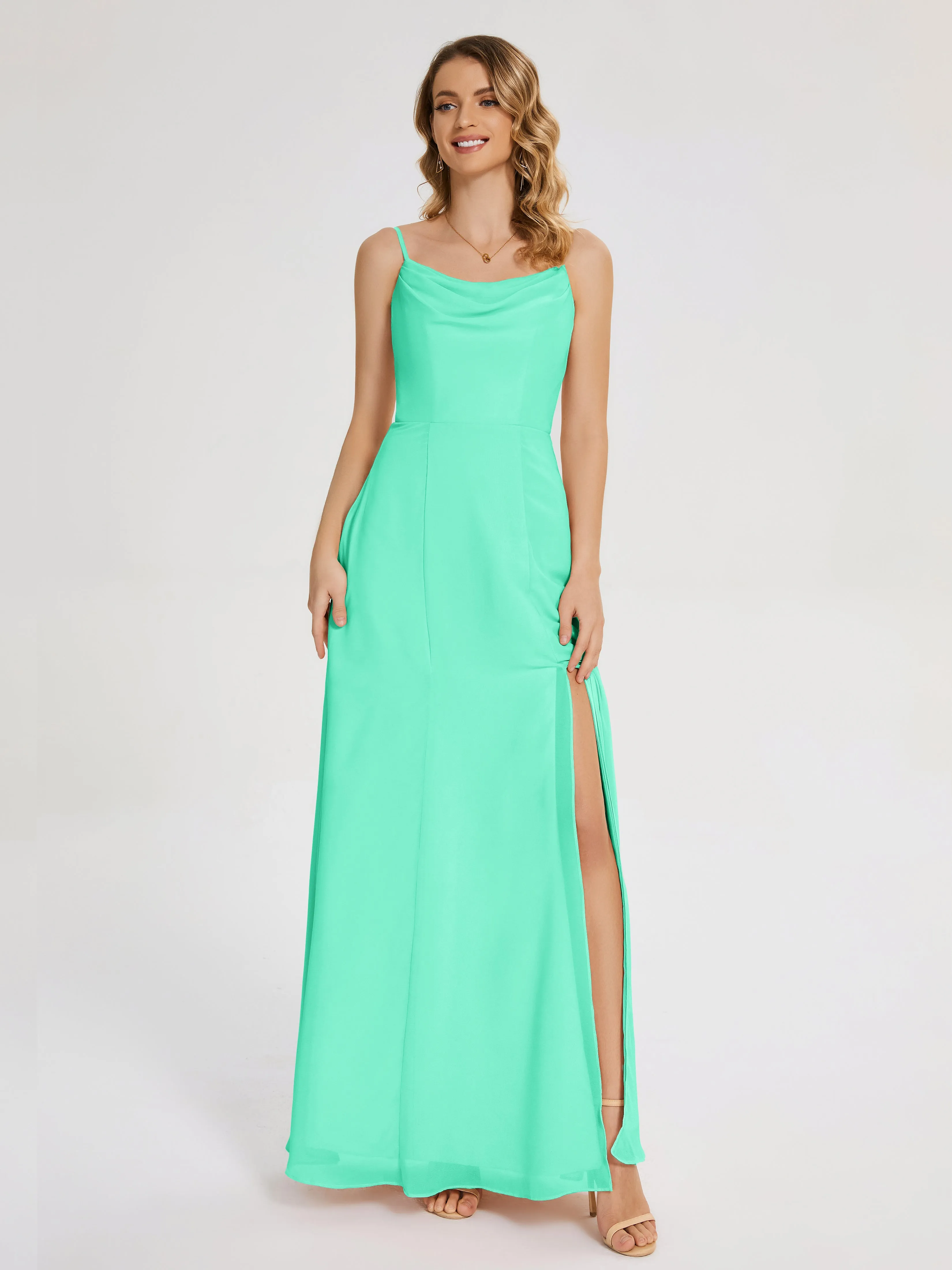 Blake Cowl Split Chiffon Bridesmaid Dresses