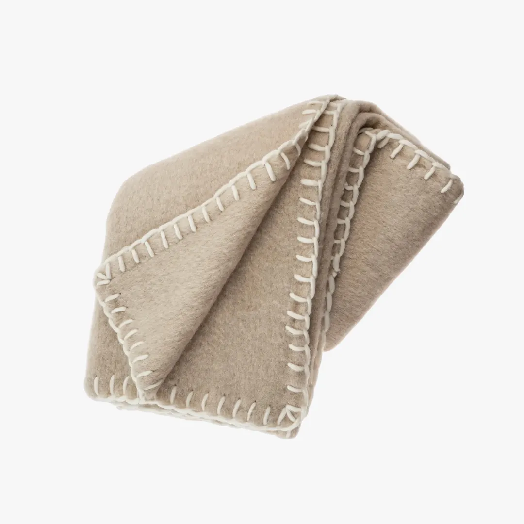 Blanket Stitch Mohair Throw – Oat