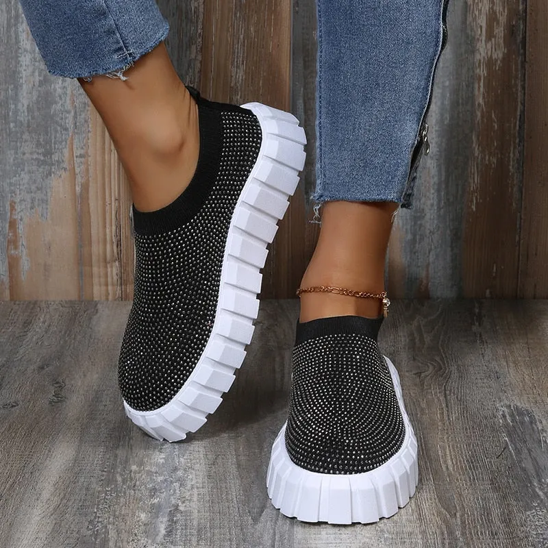 Bling Bling Female Mesh Platform Vulcanized Shoes