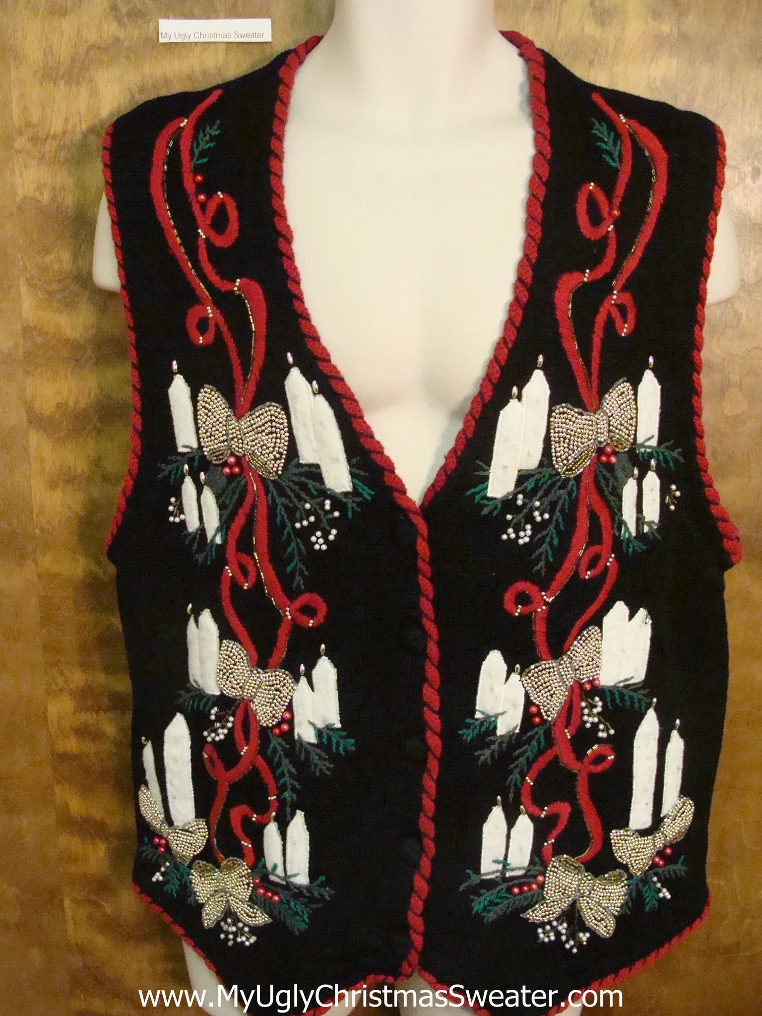 Bling Bows and Candles Ugly Christmas Sweater Vest