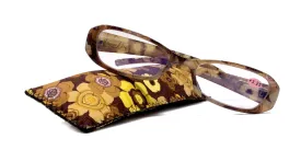 Blossom, (Premium) Reading Glasses, High End Readers, Flower print  1.50.. 4  4.50  5  6 (Brown) Floral Design, High Power. NY Fifth Avenue