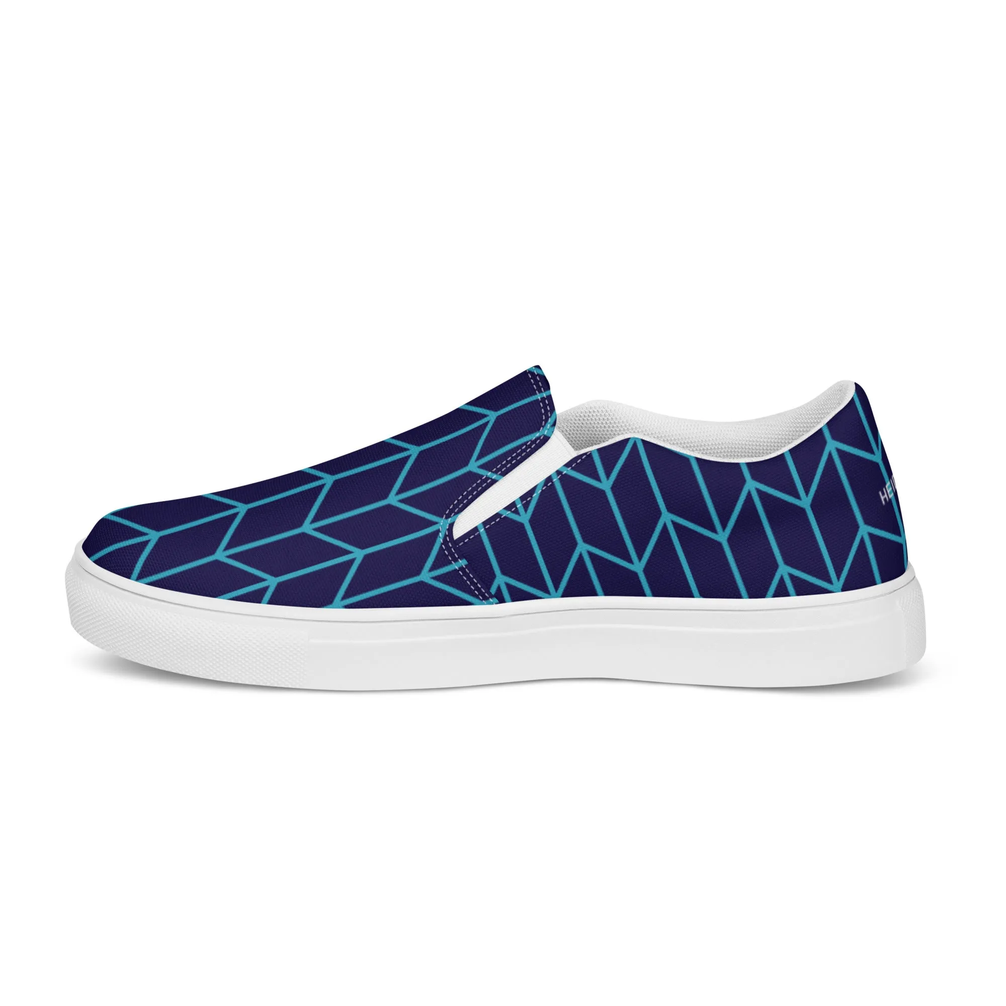 Blue Abstract Web Ladies' Sneakers, Unique Abstract Print Women’s Slip-On Canvas Shoes (US Size: 5-12)