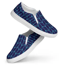 Blue Abstract Web Ladies' Sneakers, Unique Abstract Print Women’s Slip-On Canvas Shoes (US Size: 5-12)