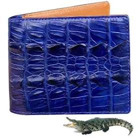 Blue Alligator Tail Leather Bifold Wallet For Men RFID Blocking | VINAM-107