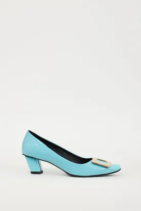 Blue & Gold Patent Leather Belle Vivier Heel