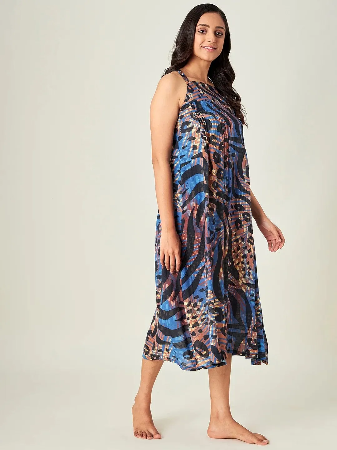 Blue and Brown Animal Print Negligee