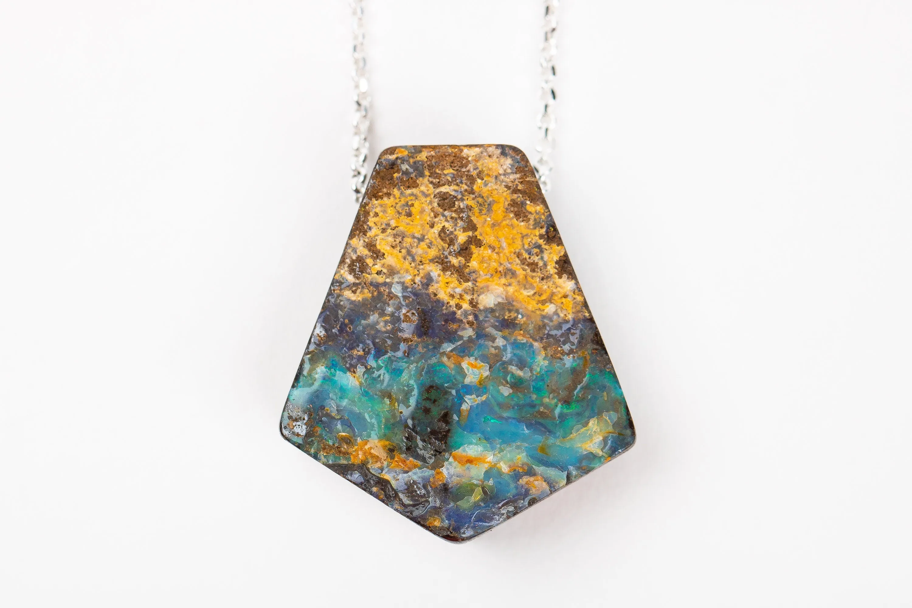 Blue and Yellow Boulder Opal Necklace