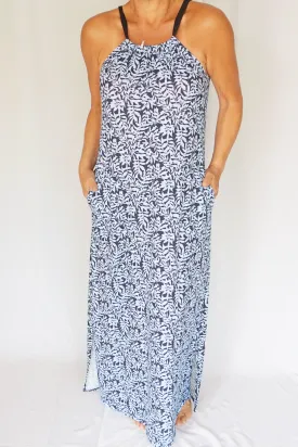 Blue Bamboo Strap Maxi Dress