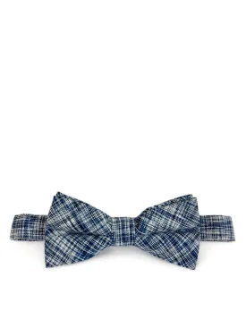 Blue Cotton/Linen Bow Tie by Paul Malone