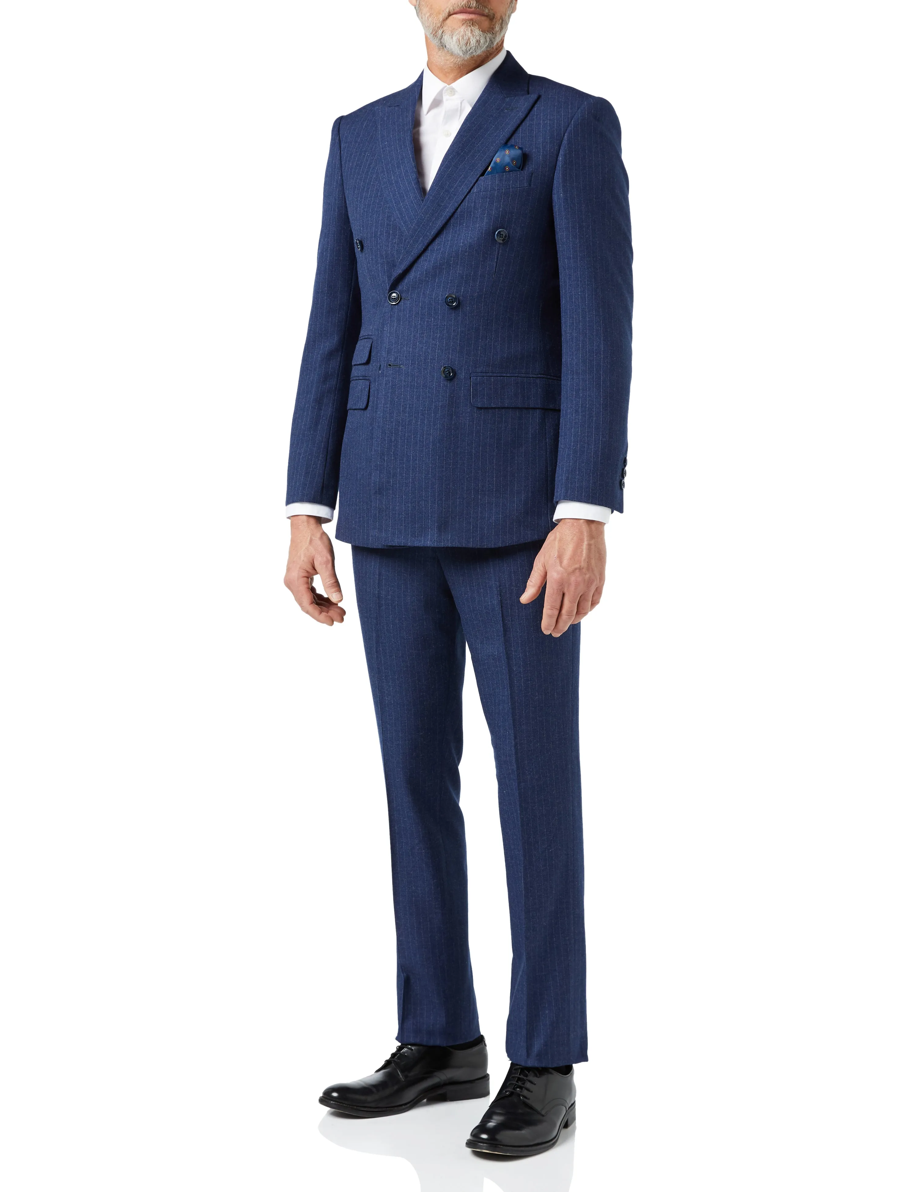 Blue Double Breasted Pinstripe Suit