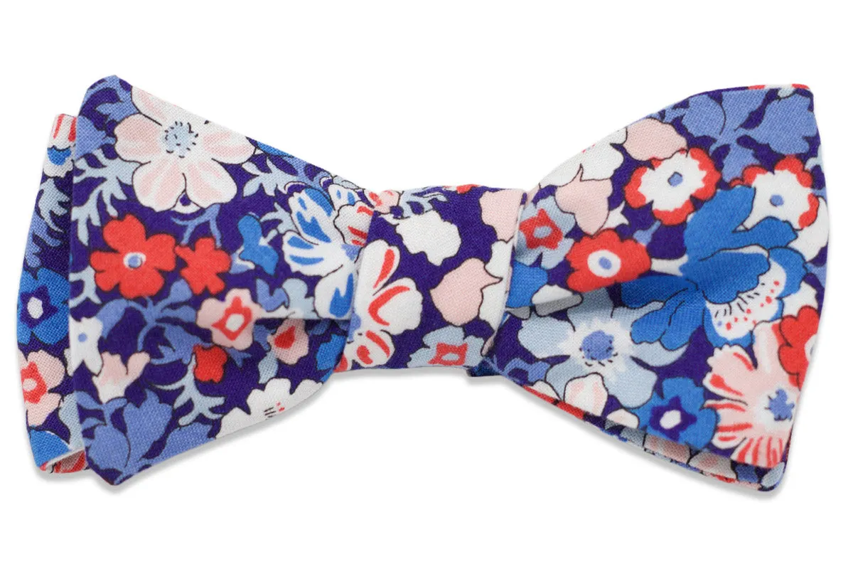 Blue Floral & Red Poppy Bow Tie