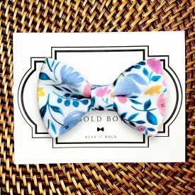 Blue Floral Dog Bow Tie or Cat Bow Tie