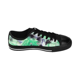 Blue Floral Women's Sneakers, Modern Flower Print Women's Low Top Shoes (US Size: 6-12)