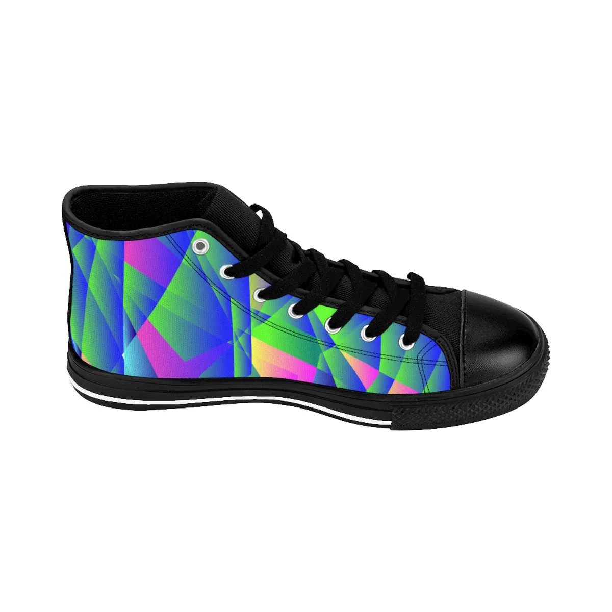 Blue Geometric Men's Sneakers, Purple Diamond Print High-top Best Tennis Running Shoes