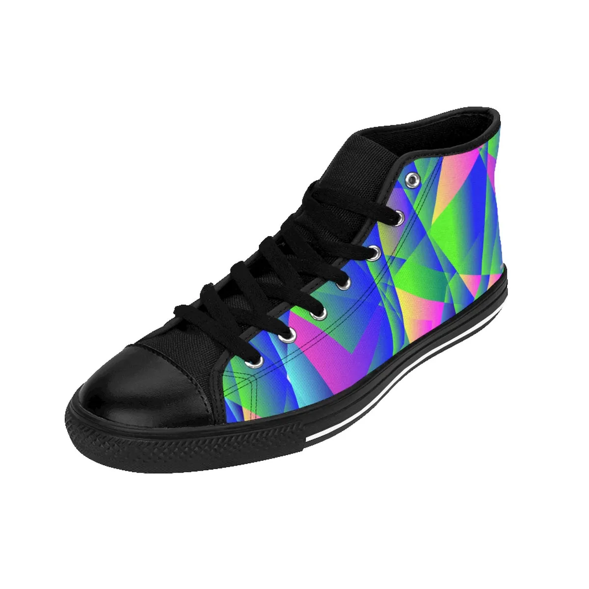 Blue Geometric Men's Sneakers, Purple Diamond Print High-top Best Tennis Running Shoes