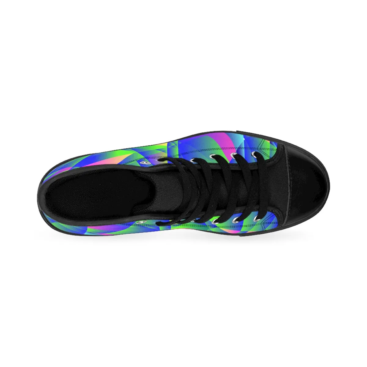 Blue Geometric Men's Sneakers, Purple Diamond Print High-top Best Tennis Running Shoes