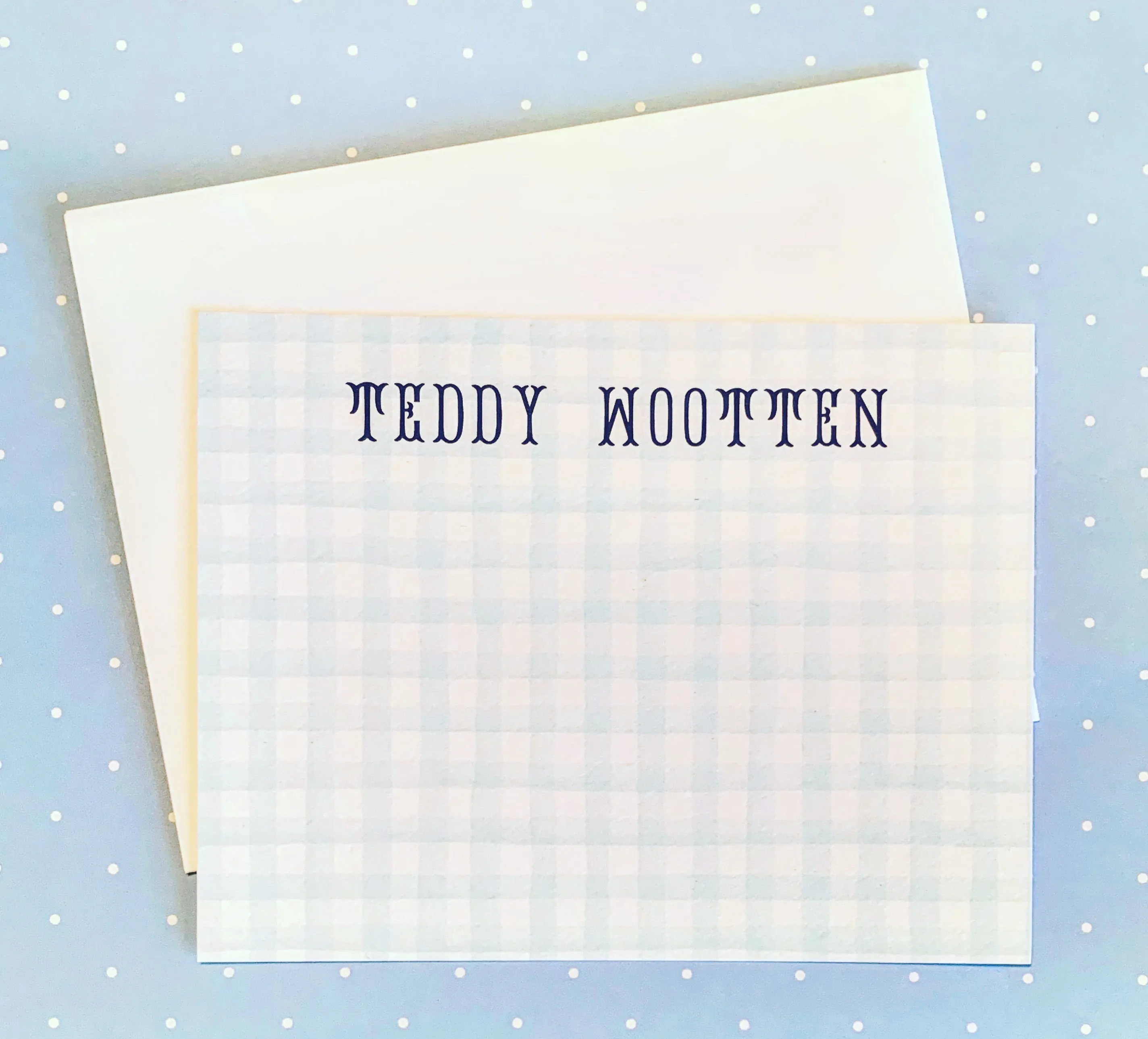 Blue Gingham Stationery Set