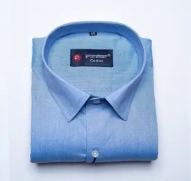 Blue Grey Color Satin Cotton Shirt For Men