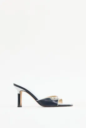 Blue Leather Two Tone Camelia Sandal