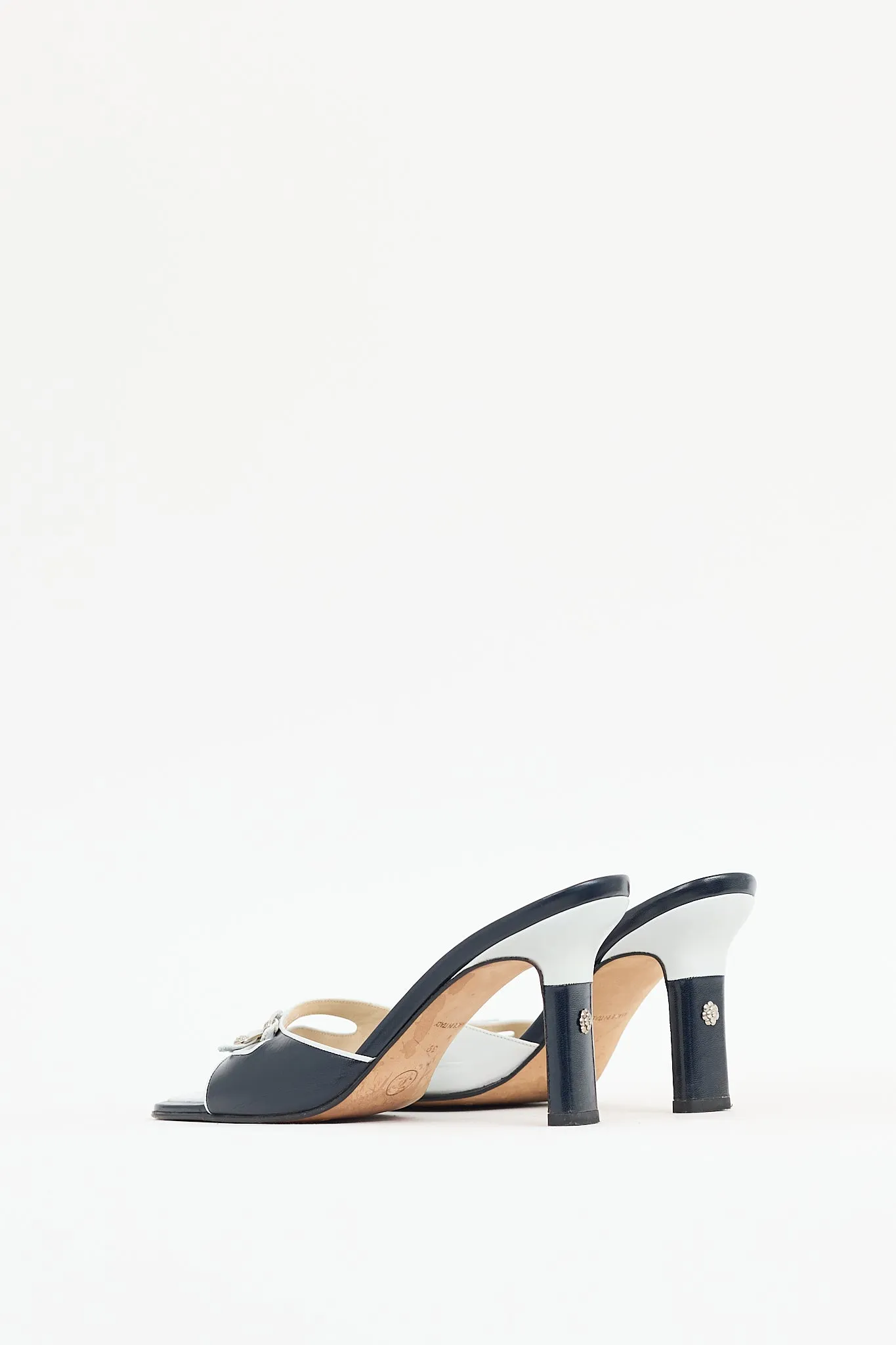 Blue Leather Two Tone Camelia Sandal