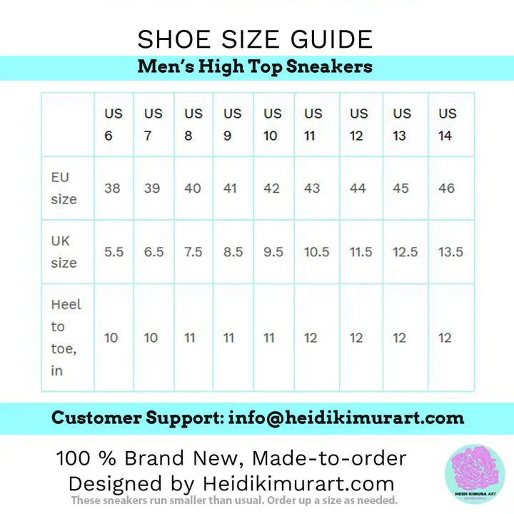 Blue Marble Print Men's Sneakers, Designer Men's High Top Sneakers Running Fashion Canvas Shoes