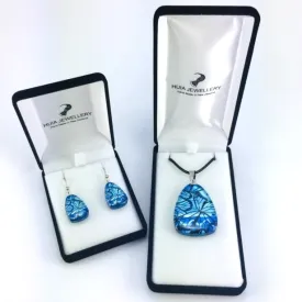 Blue Monarch Butterfly Pendant & Earring Set