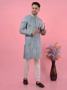 Blue Multi Kurta Pajama | JadeBlue