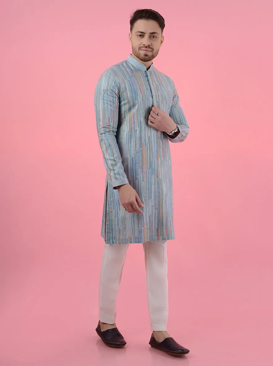 Blue Multi Kurta Pajama | JadeBlue