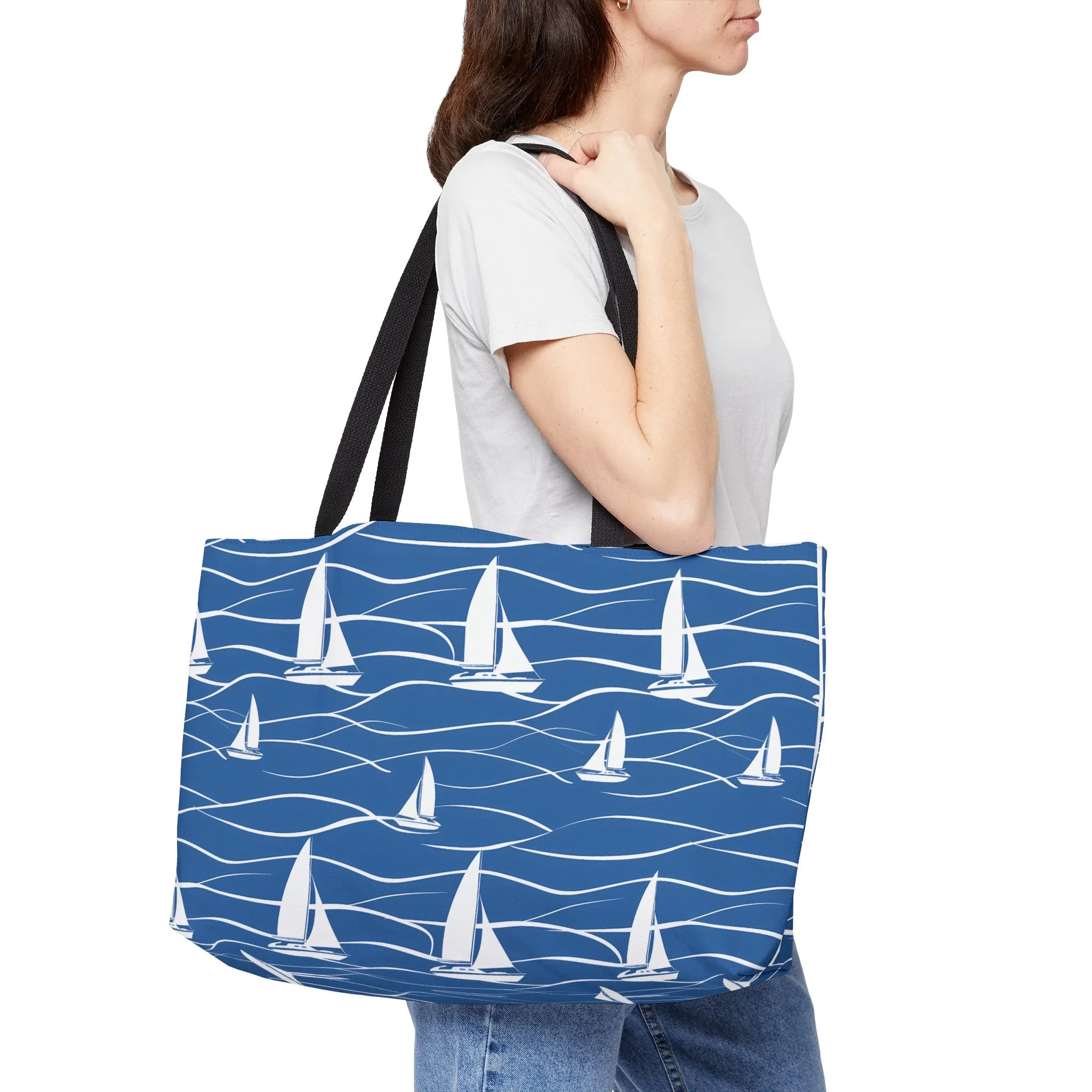 Blue Ocean Sailboat Tote Bag (24" x 13" x 2")