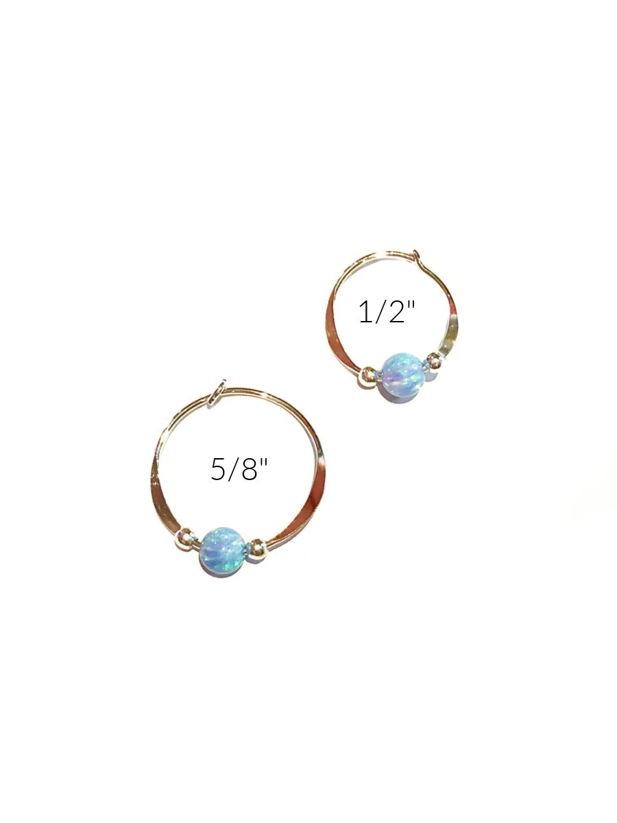 Blue Opal Beaded Hoops