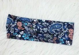 Blue Paisley Floral Headband