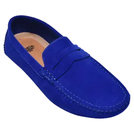 Blue royal shoes suede leather men's summer loafer