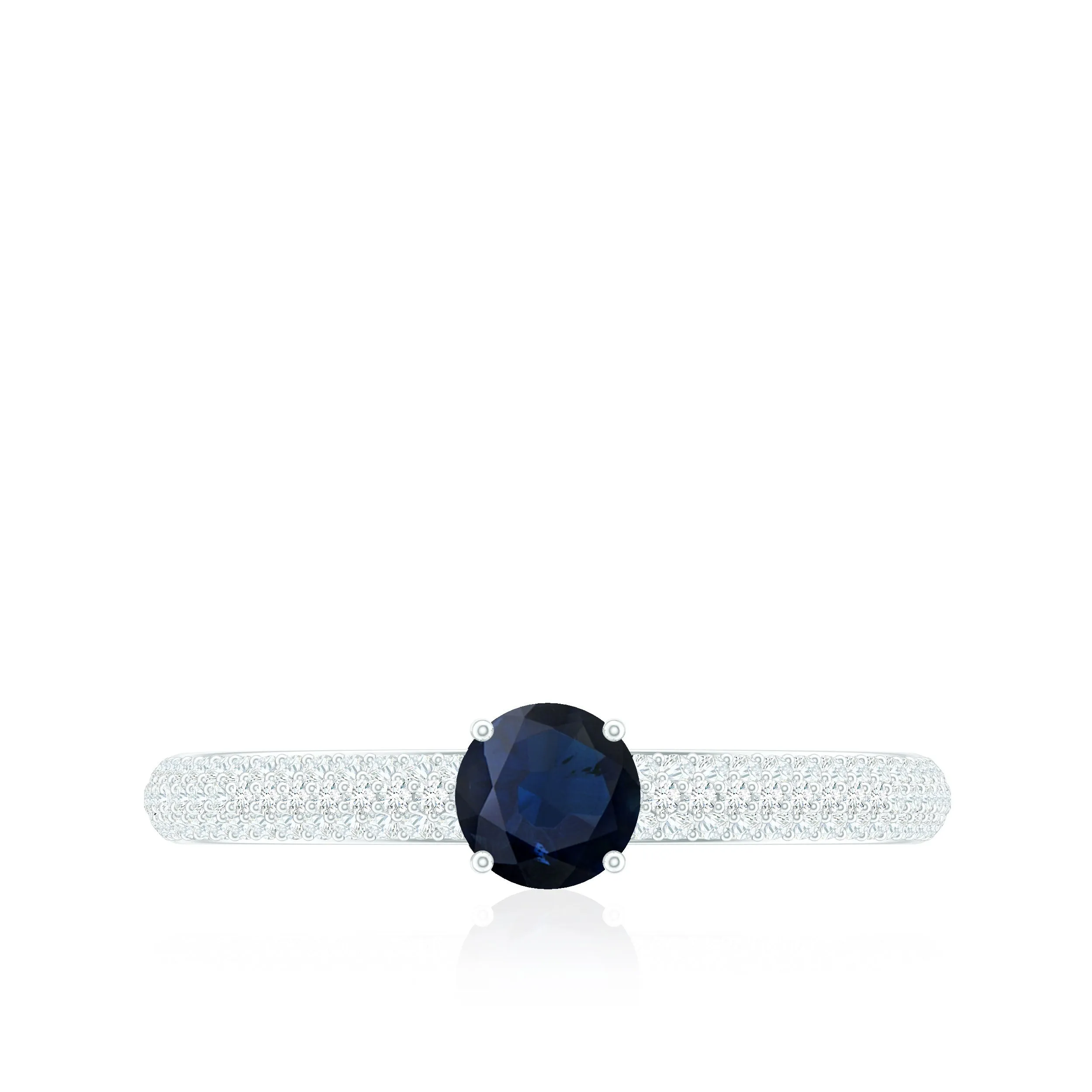 Blue Sapphire Ring with Diamond Simple Engagement Ring