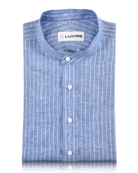 Blue White Chalk Stripes Linen Shirt