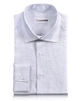 Blue White Pencil Stripes Linen Shirt