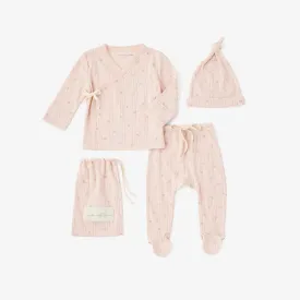 Blush Floral Organic Pointelle Cotton Layette Set