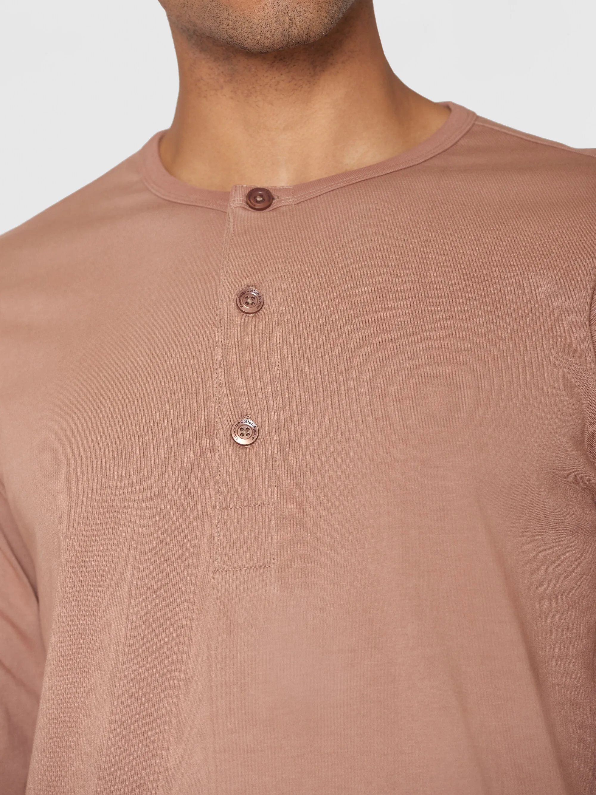 BO long sleeve henley - Regenerative Organic Certified™ - GOTS/Vegan - Chocolate Malt