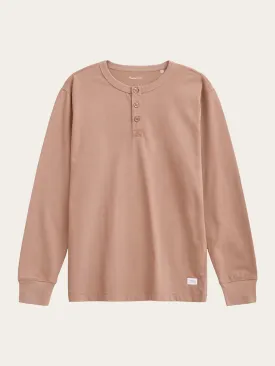 BO long sleeve henley - Regenerative Organic Certified™ - GOTS/Vegan - Chocolate Malt