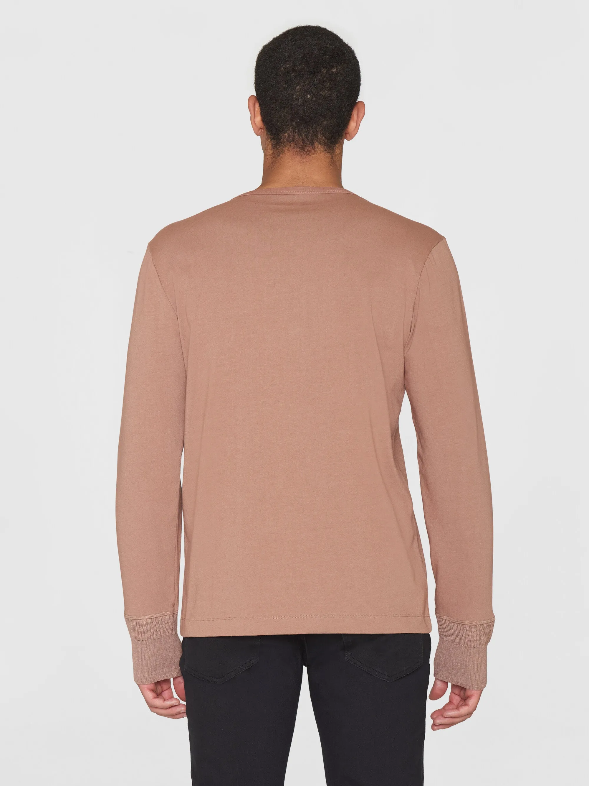 BO long sleeve henley - Regenerative Organic Certified™ - GOTS/Vegan - Chocolate Malt