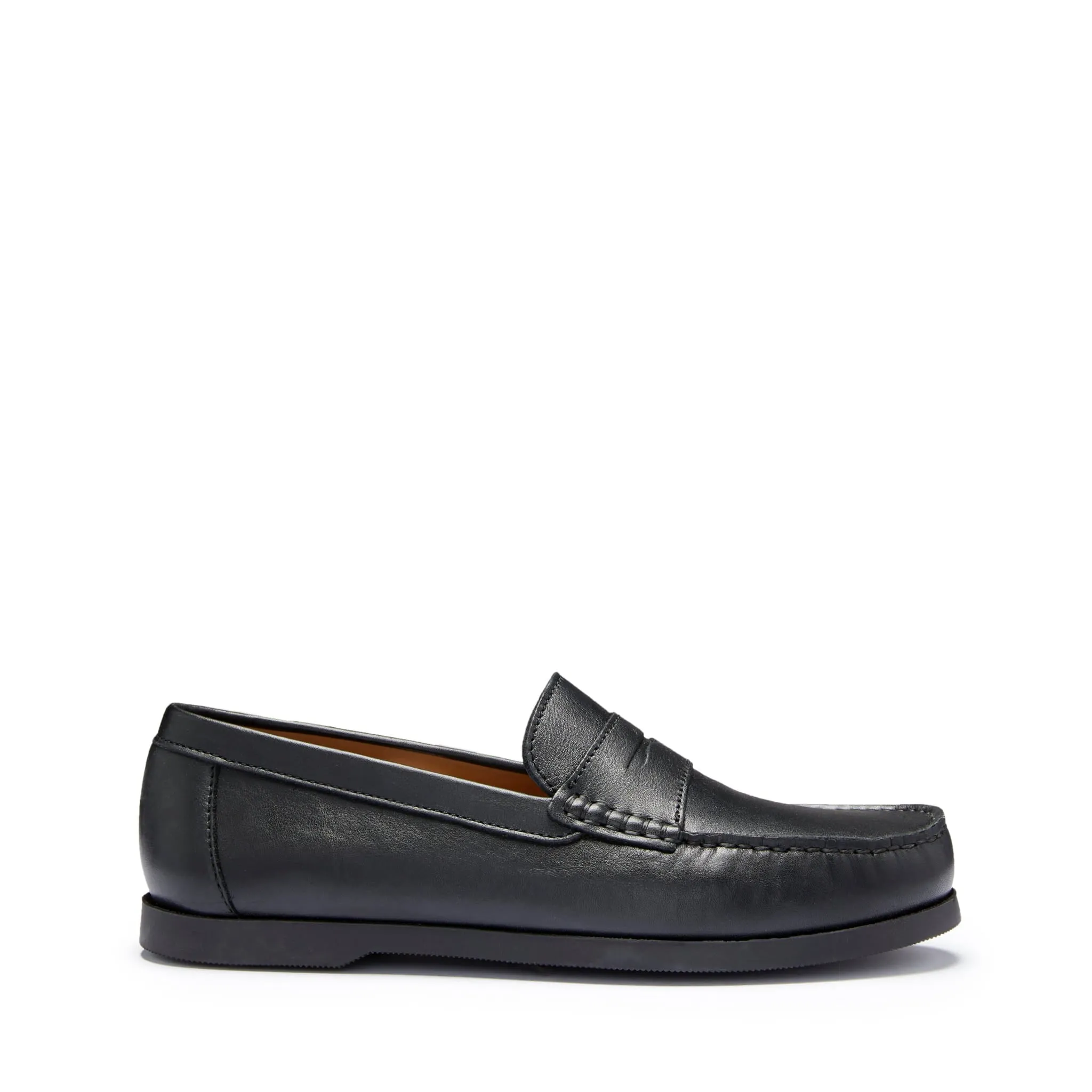 Boat Loafers, black leather