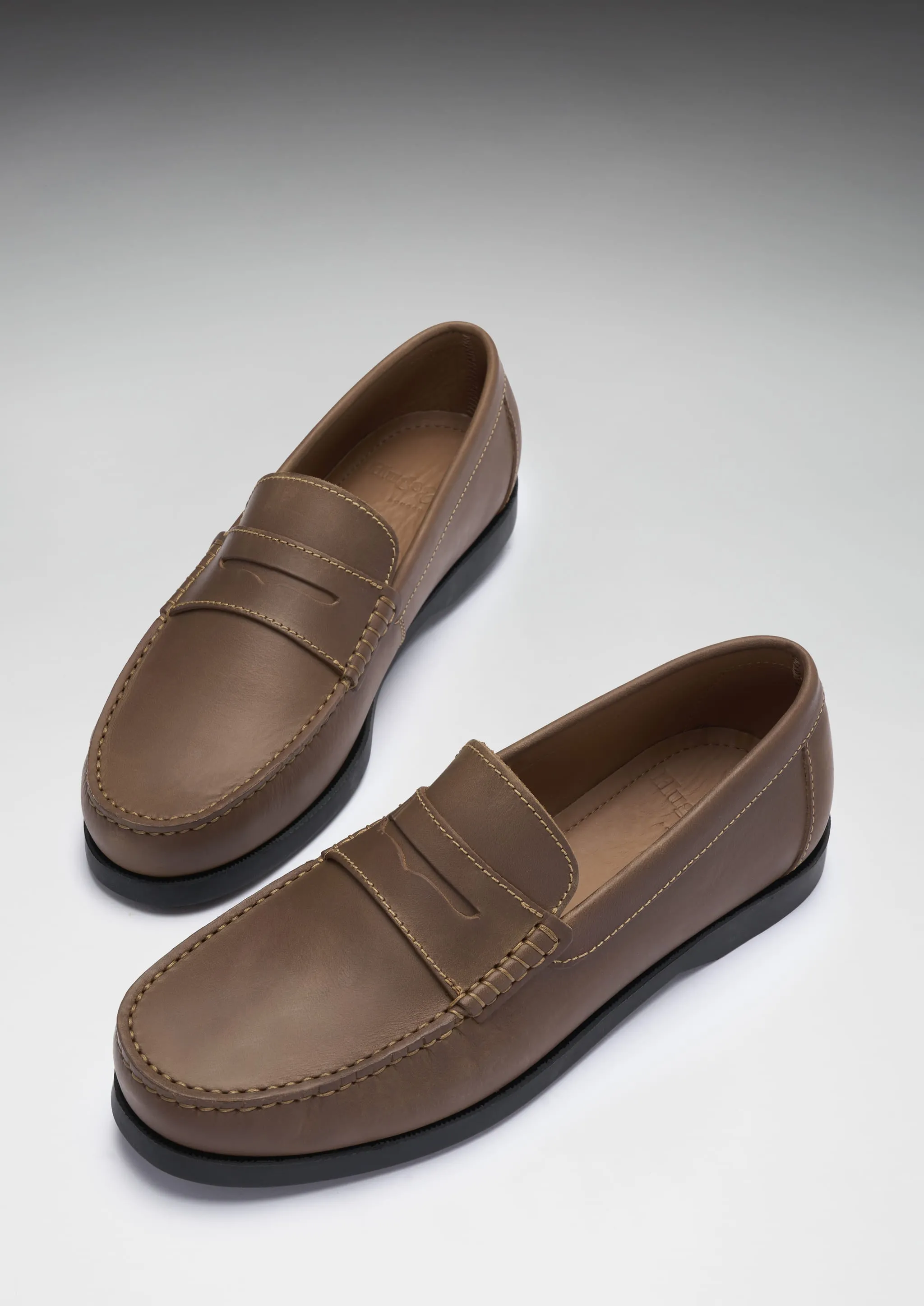 Boat Loafers, light brown leather