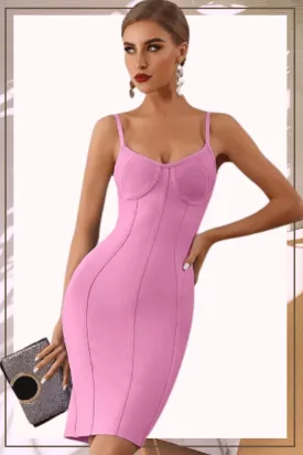 Body Contour Bustier Bodycon above knee Pink Dress