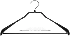 BodyForm Series- Steel Hanger Wide Shoulder Support & Pant Bar- Wide Width, Model 46-LS, Black