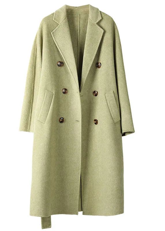 Bohemian Green Peter Pan Collar Sashes Woolen Coat Fall