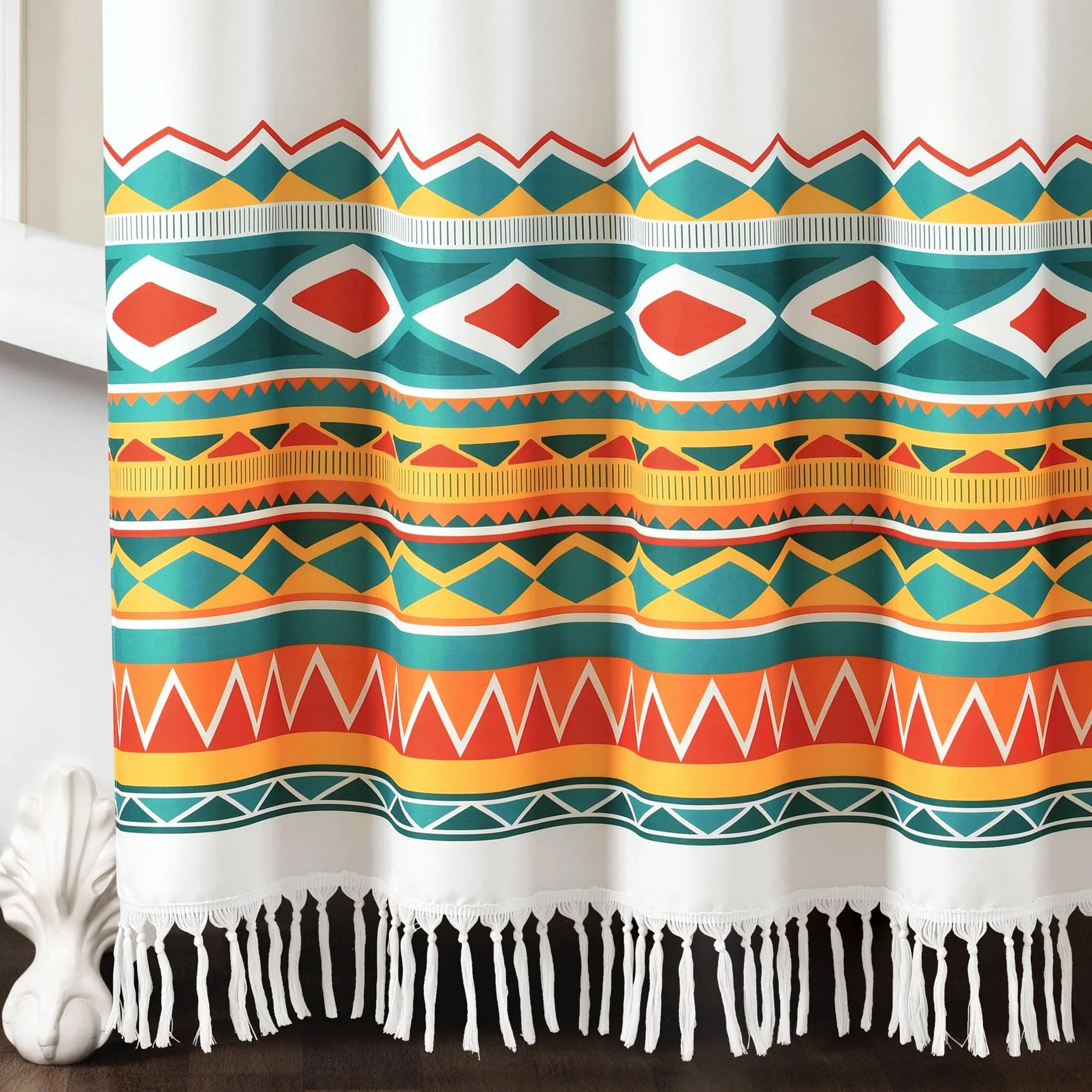 Boho Viviane Geo Fringe Shower Curtain